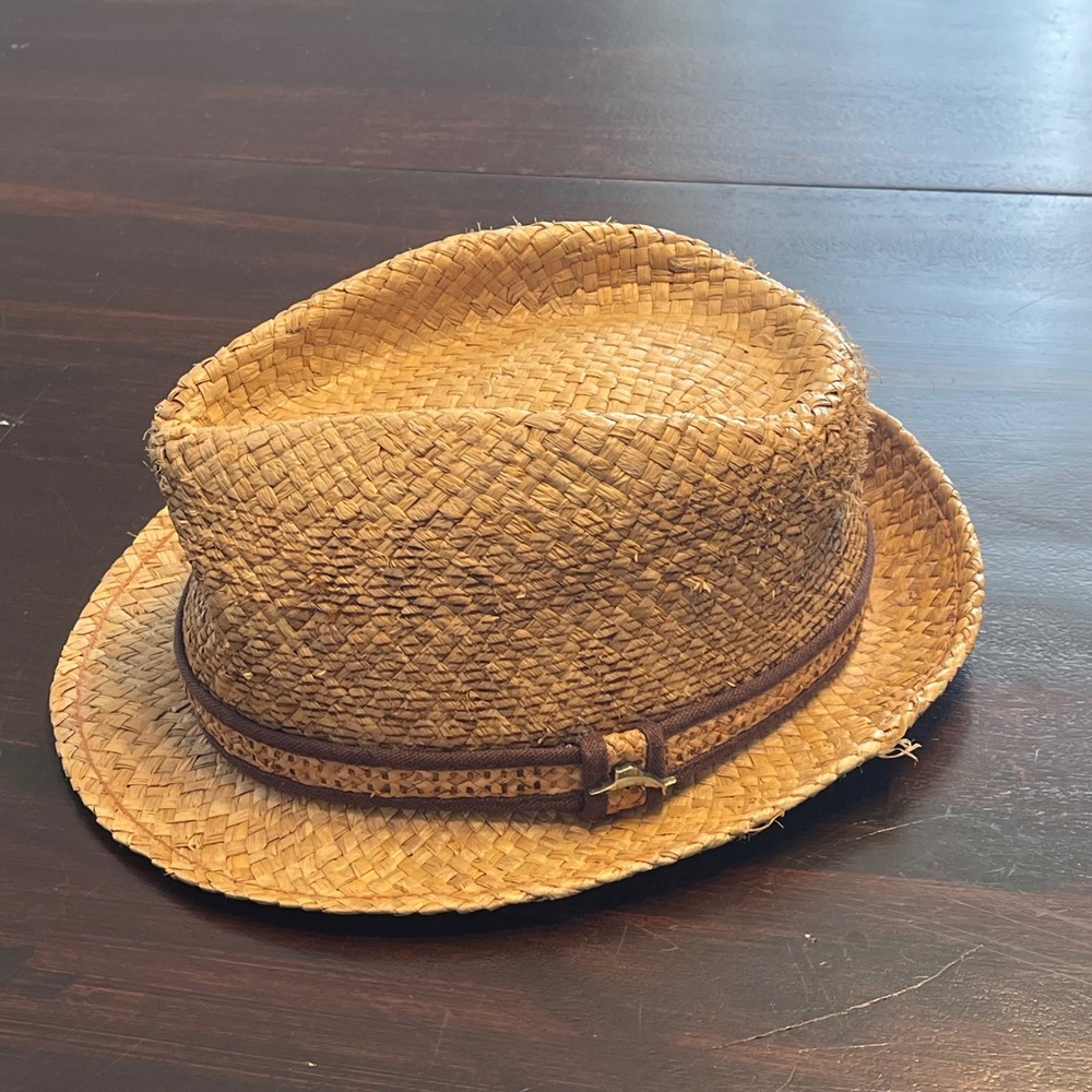 Tommy Bahama Mens Raffia Straw Fedora Hat Tan TBM39-TEA2 L/XL